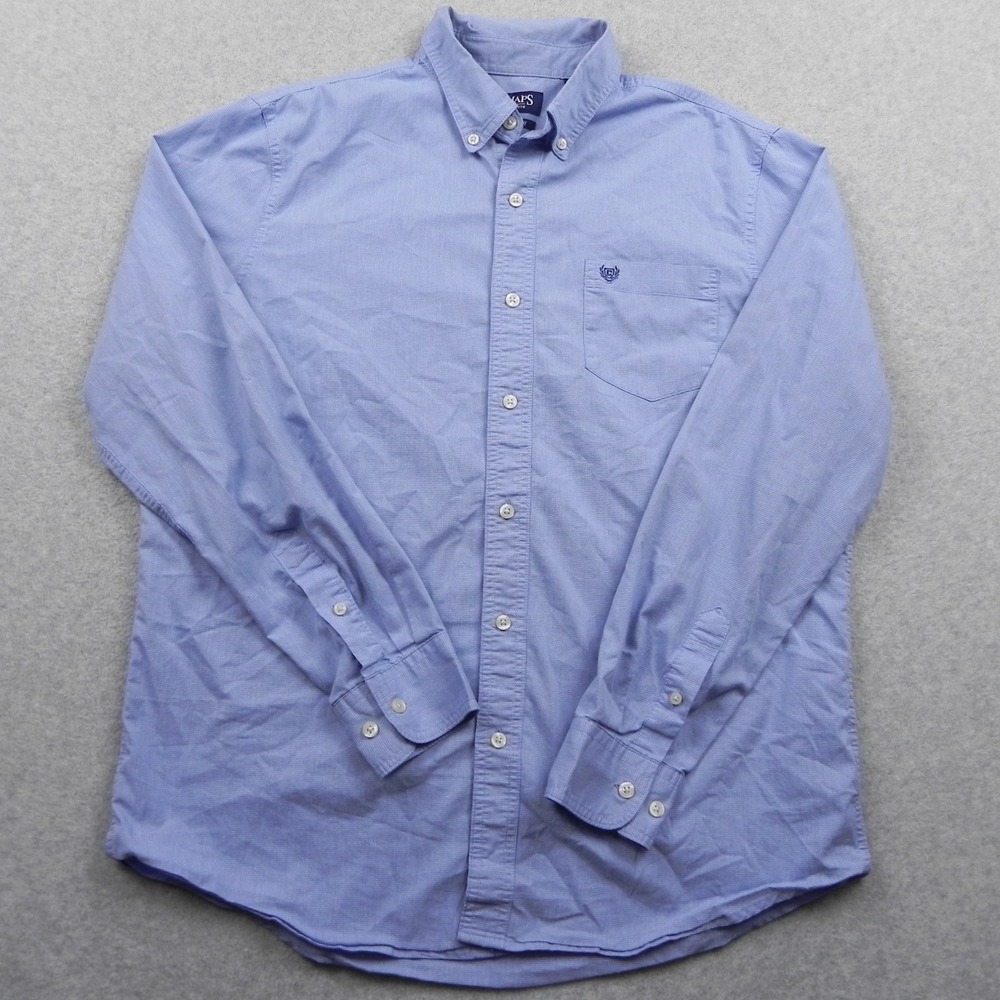 Chaps Shirt Mens Large Stretch Business Casual Pocket Button Up Blue Long Sleeve